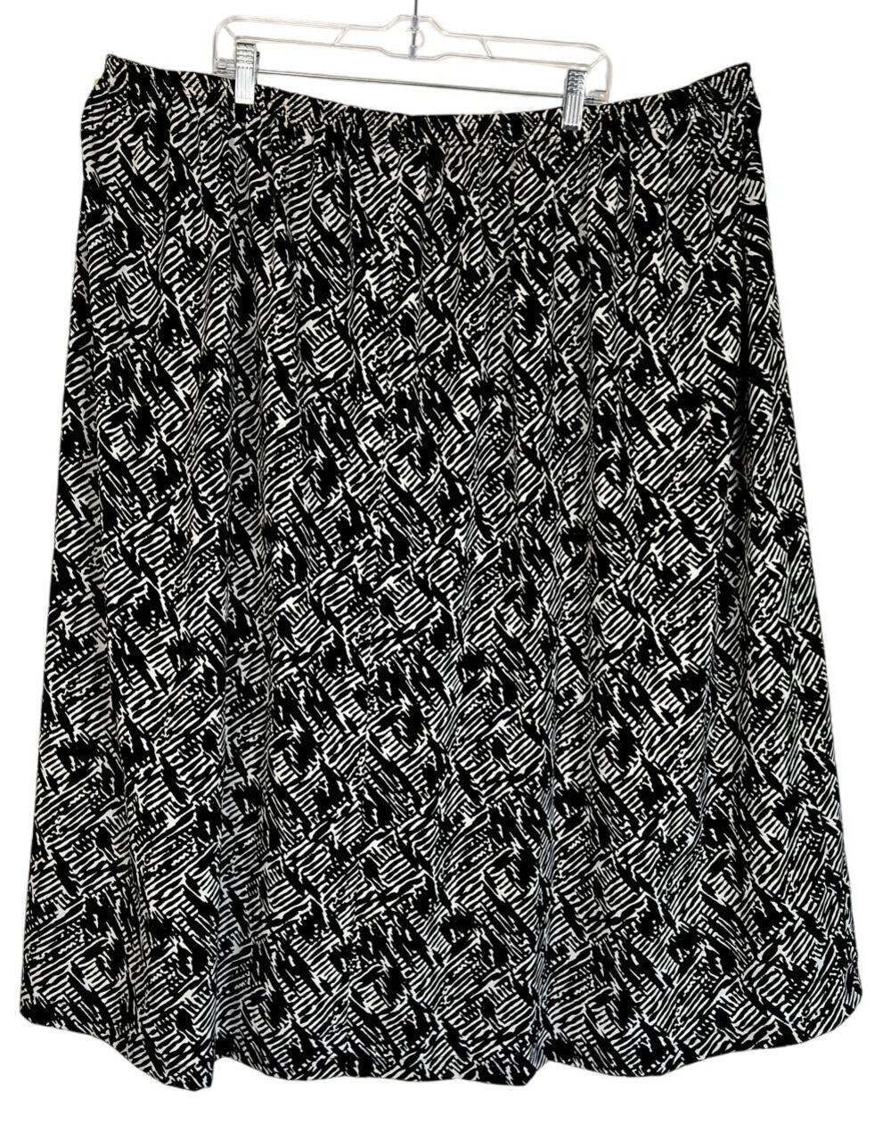 Maggie Barnes Black White Pleats A-line Stretch Flowy Maxi Skirt Plus Size